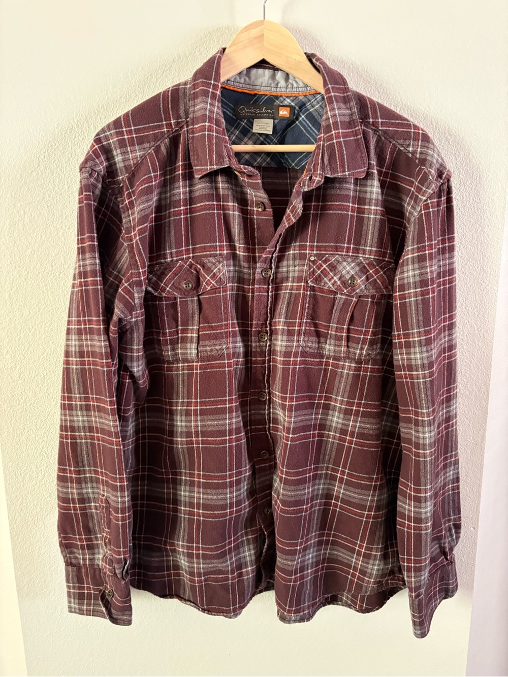 Quiksilver Waterman Collection Maroon Plaid Cotton Button-Down Shirt XXL